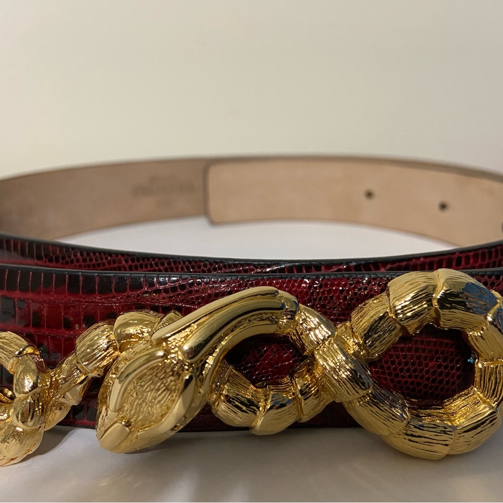 Valentino Garavani New belt lizard skin red/black. Snake buckle. Size small. - Picture 5 of 12